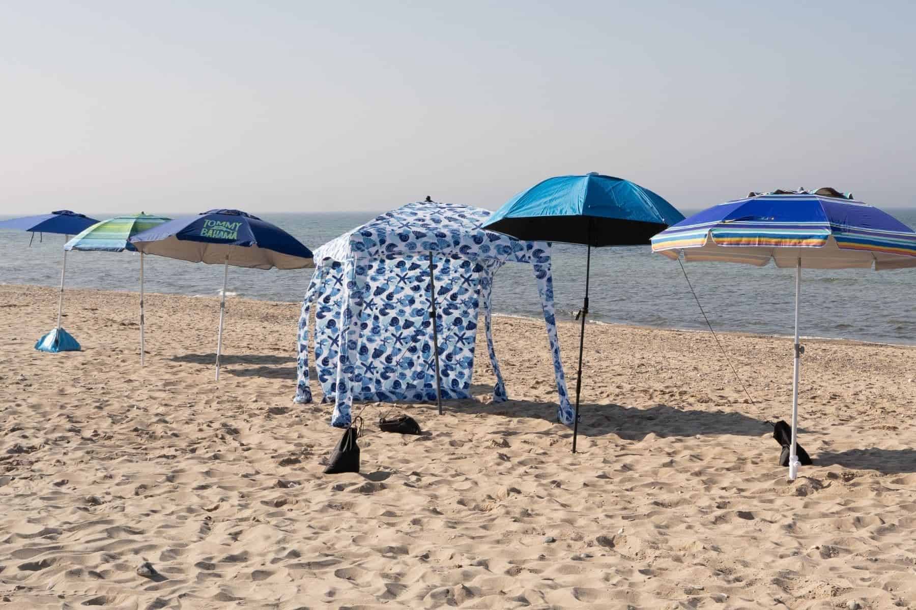 beach-umbrella-beach-side-different-umbrellas