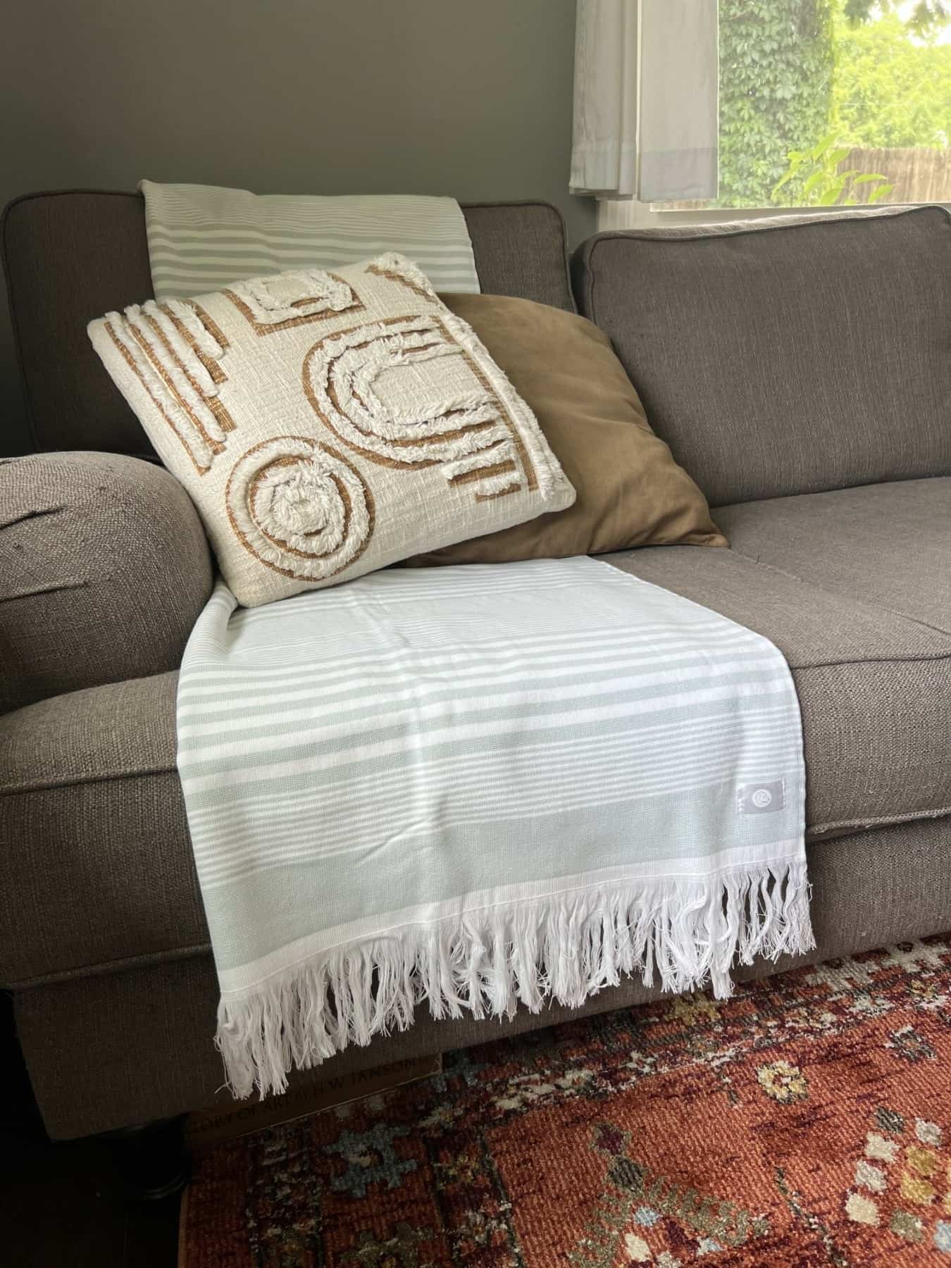 Delilah Organic Cotton On Sofa Front