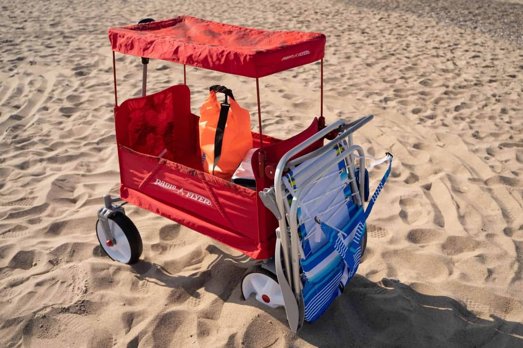 radio flyer 3 in 1 wagon on beach