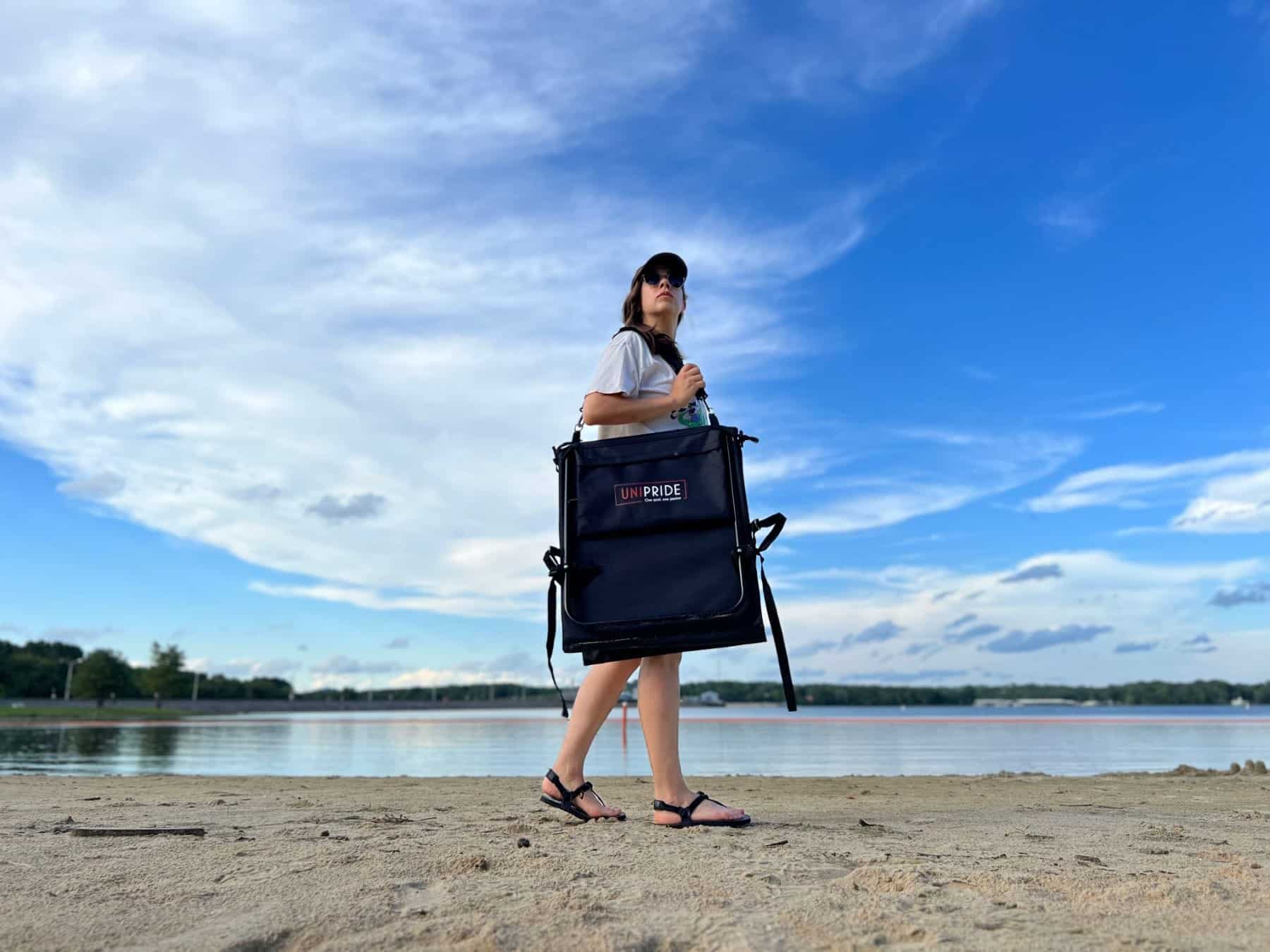 Unipride Portable Beach Chair Woman Carrying Walking