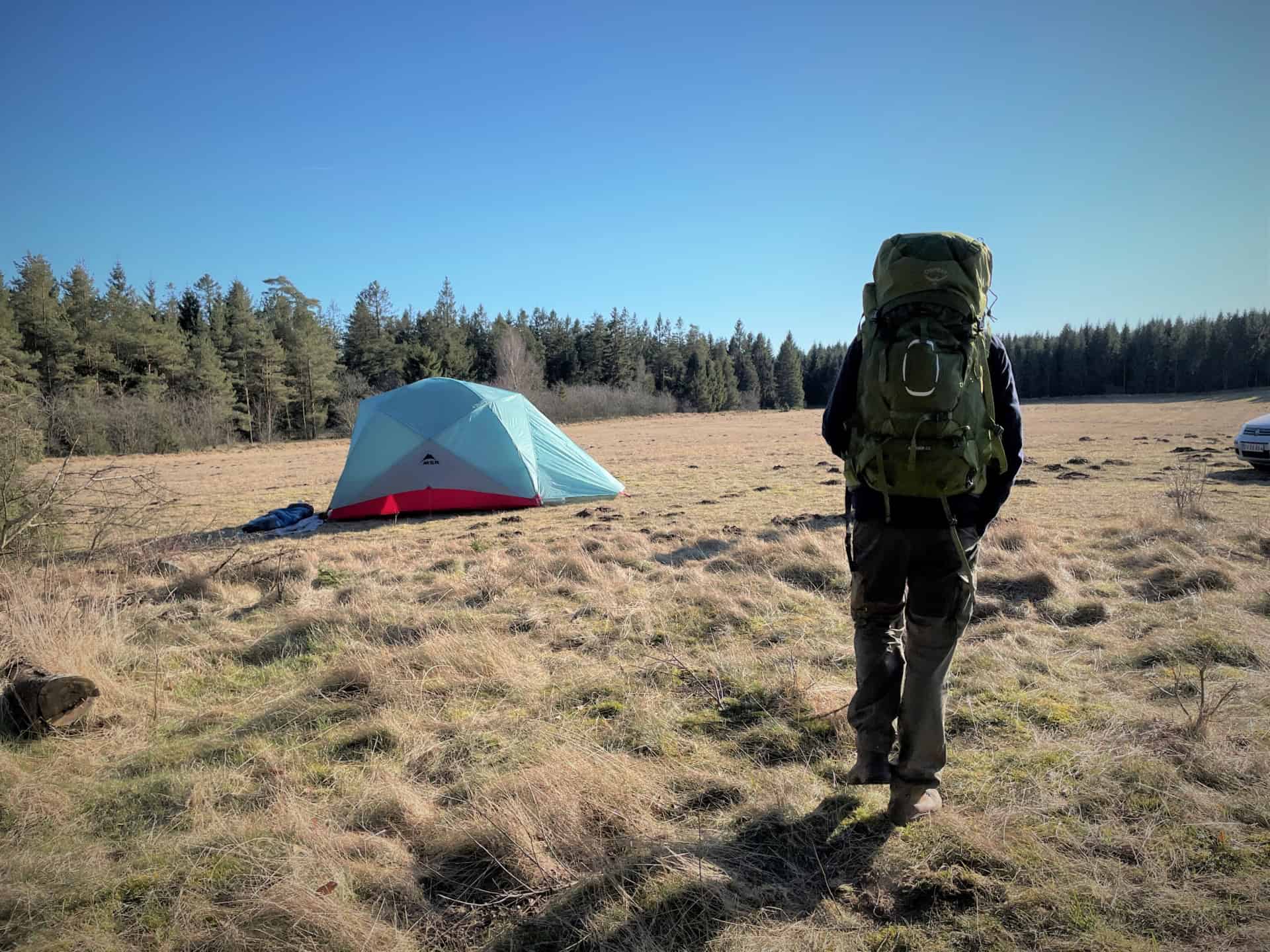 Walking Up To Camp With Osprey Aether